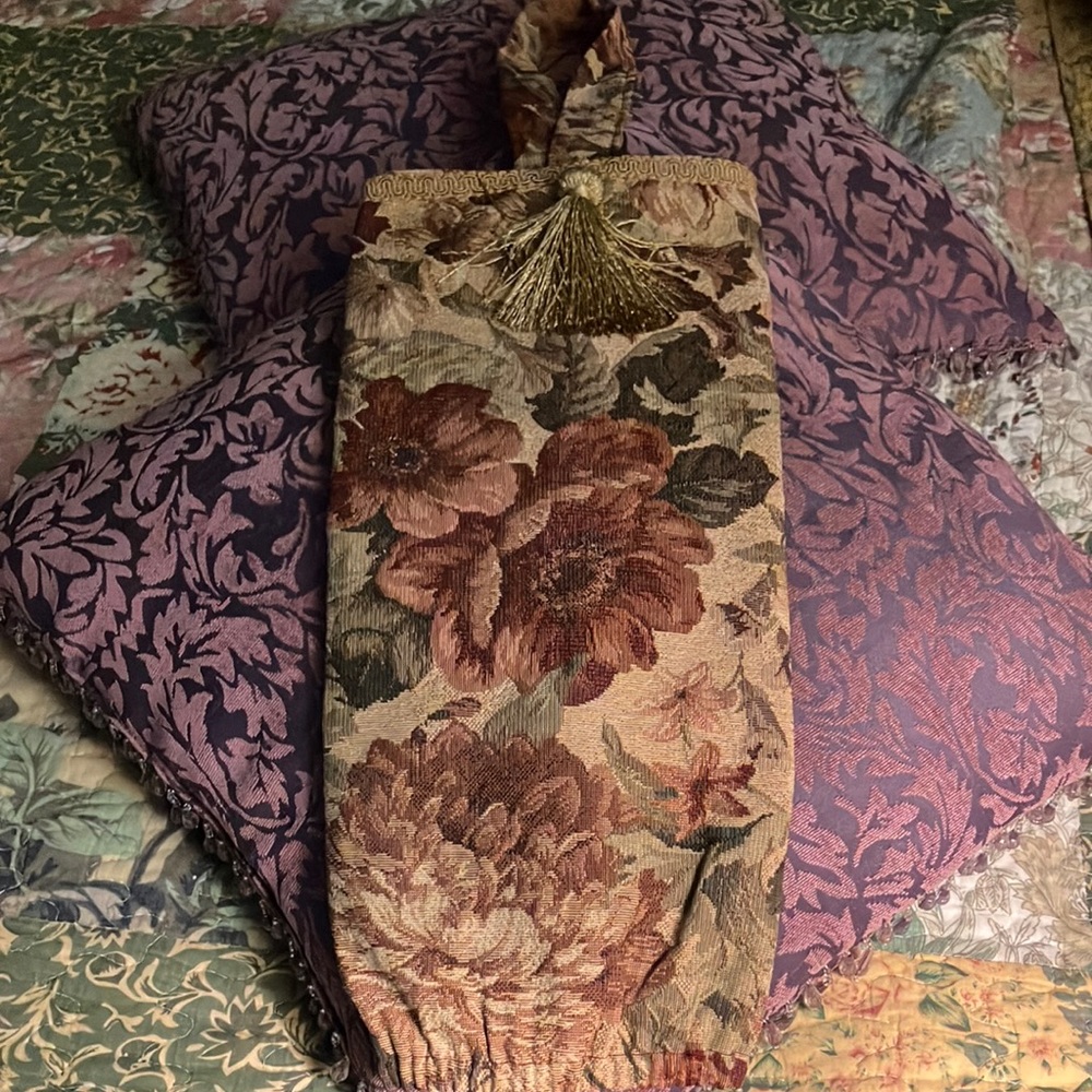 One of a kind hanging tapestry bag garbage bags  hidden inside in and out!